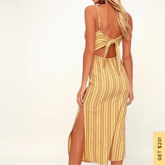 Amuse Society Dresses & Skirts - Striped tie back midi dress